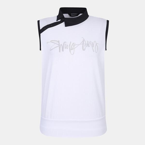 [테일러메이드] 여성 배색 카라 민소매 티셔츠 TWTYM6162-100