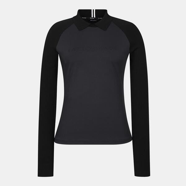 [테일러메이드] 여성 라인 배색 카라 니트 하이브리드 티셔츠 TWTRM5244-199